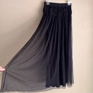 Carven Lace Tulle Sheer Lined Floor Length Skirt With Pockets